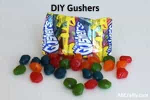 gushers candy out of the bag with the title of diy gushers