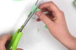 Cutting green foam into a small cube