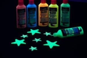 Tulip Glow in the Dark Fabric Paint Glowing in Different Colors