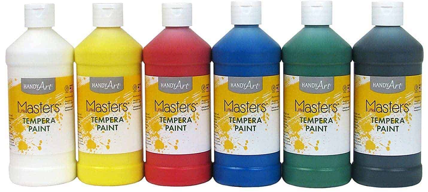 tempura paint in primary colors