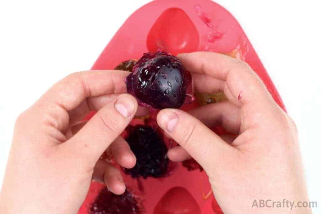 removing homemade gusher from strawberry silicone mold