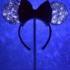 DIY light up Minnie Mouse ears lit up in the dark