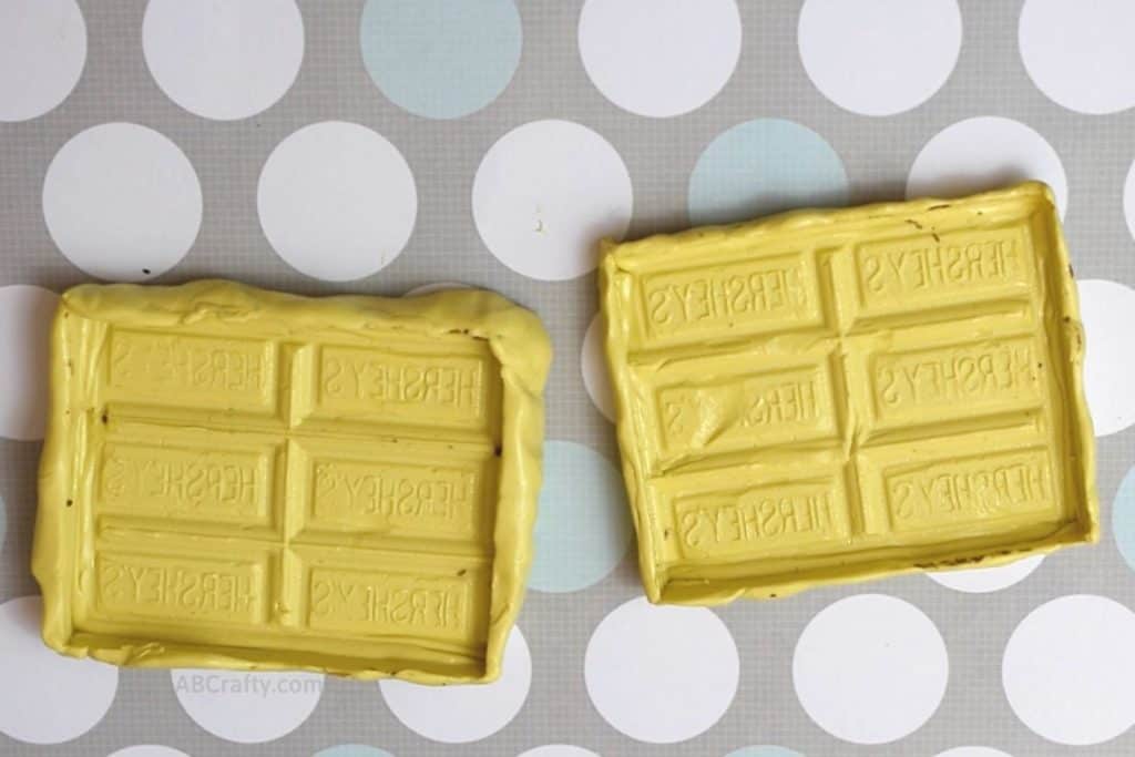 two homemade silicone chocolate bar molds