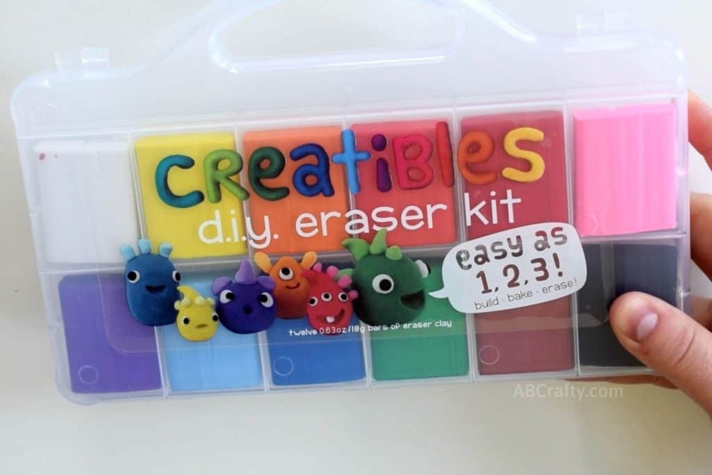 holding a creatibles diy eraser kit