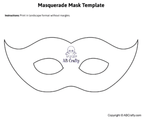 image of a printable masquerade mask template from ab crafty