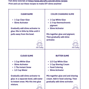 image of slime recipe cards