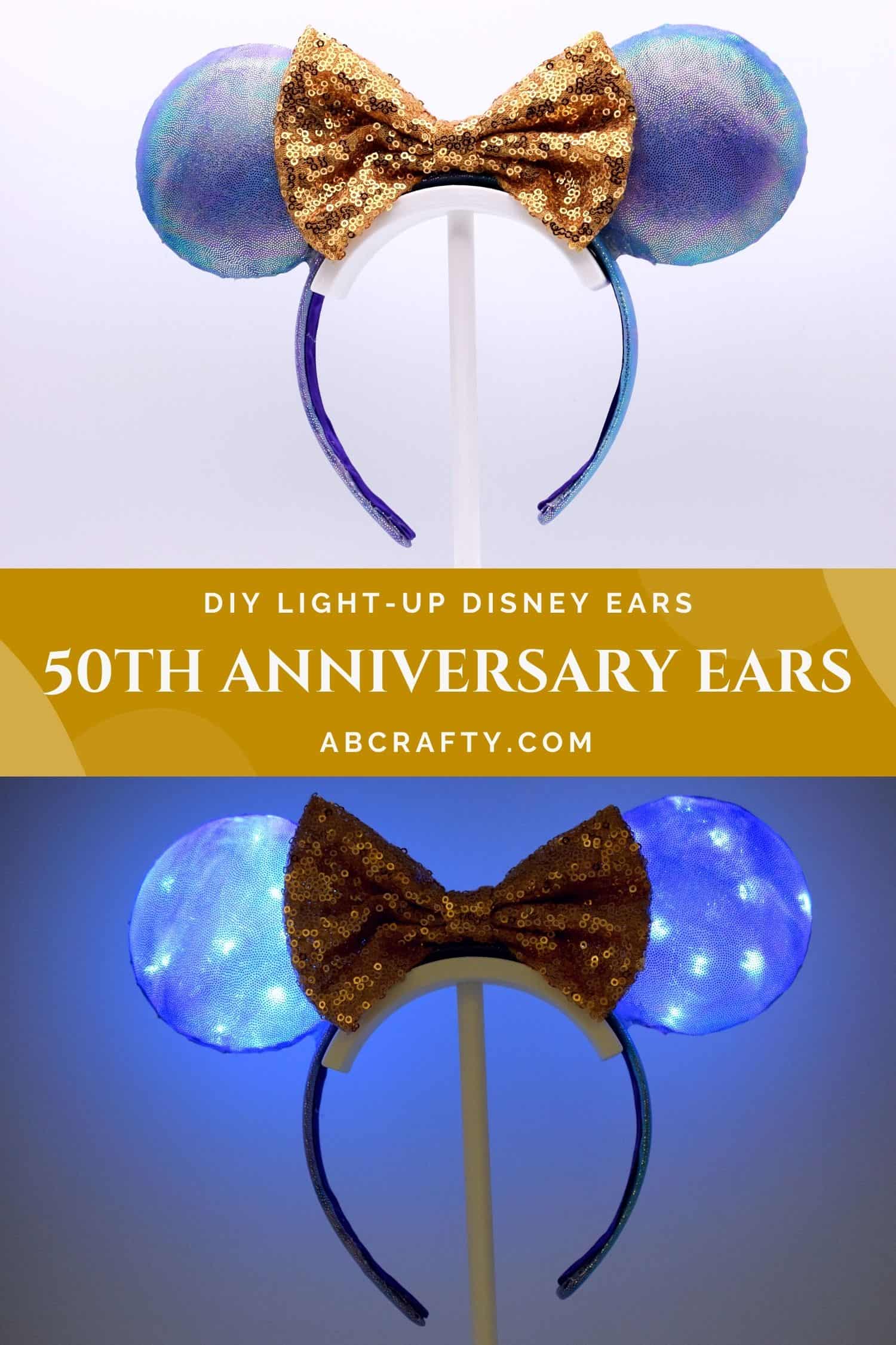 Handamde Yellow Sequin Fabric Minnie Mouse Ears Disney Ears 