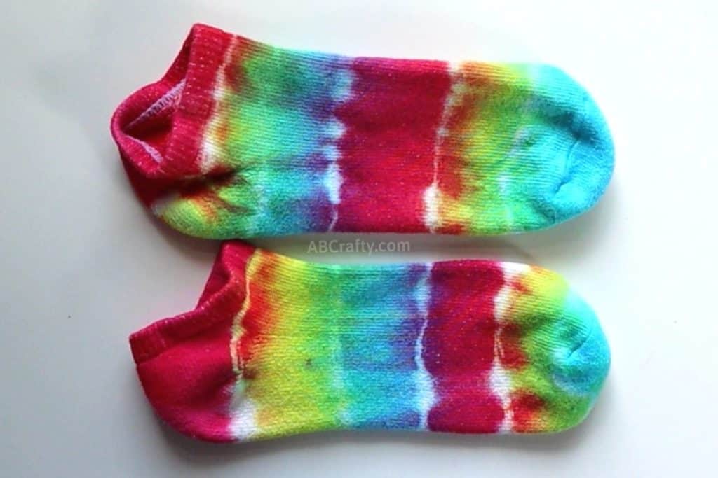 two rainbow striped tie dye socks