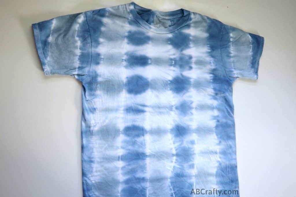 striped shibori tie dye shirt in indigo and grey