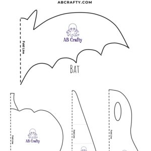 free printable tie dye template outlines of a bat, pumpkin, candy corn, and ghost with the title "halloween tie dye printable templates"