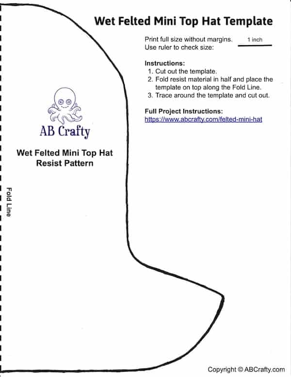 image of the template to make the resist for a wet felted mini top hat