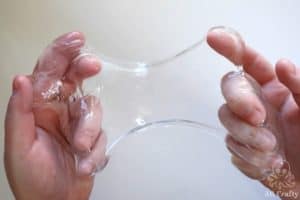 stretching perfectly clear slime