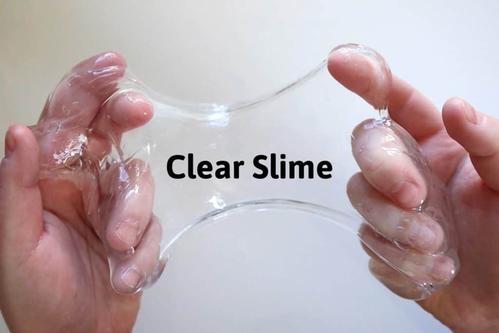 stretching perfectly clear slime with the title "clear slime"