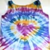 finished tie dye tank top with a rainbow heart tie dye pattern