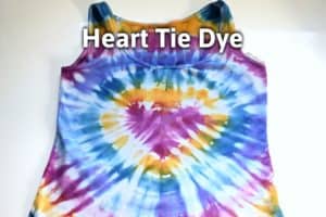 finished tie dye tank top with a rainbow heart tie dye pattern with the title "heart tie dye"