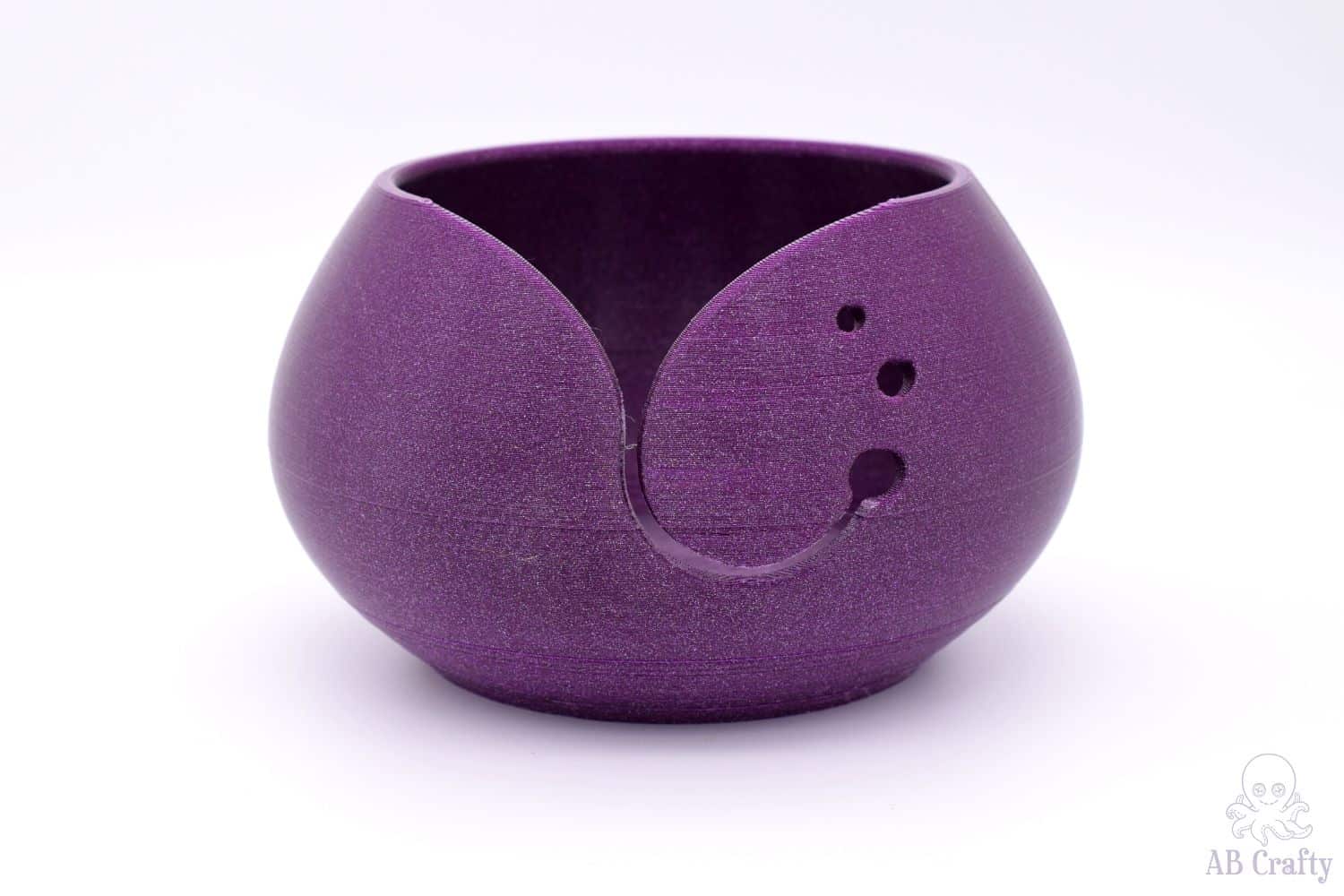 purple glitter 3d printed yarn bowl