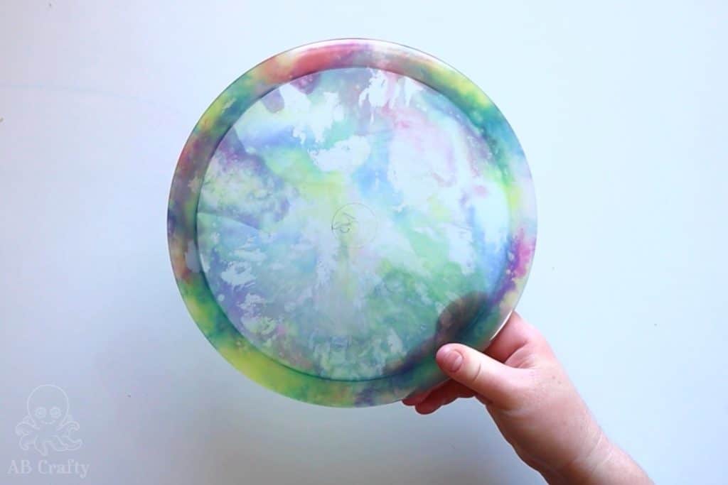 finished dyed clear disc dyed with rainbow colors