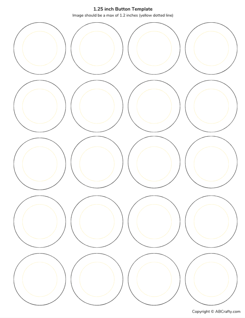 image of a 1.25 inch button template with guide lines