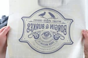 cut and weeded black infusible ink with the borgin and burkes logo