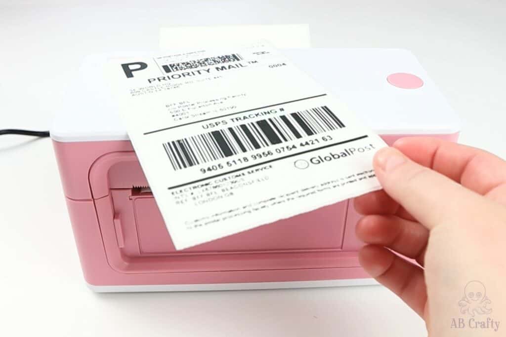 printed shipping label from the thermal printer