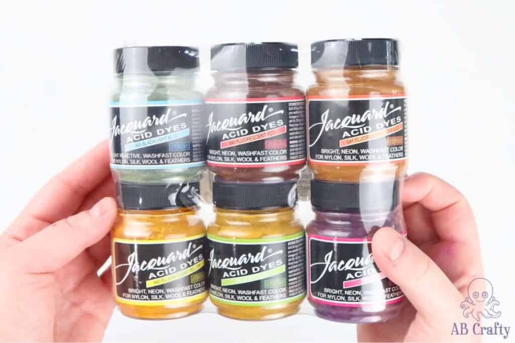 holding the full set of jacquard neon acid dyes