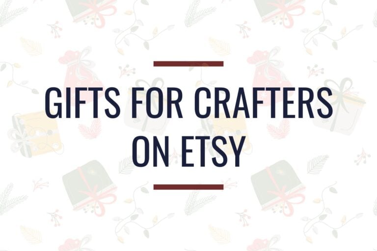 background is presents with the title "gifts for crafters on etsy"